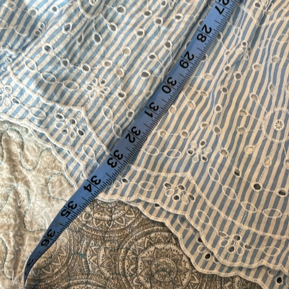 SOLD…Ann Taylor Loft Eyelet Striped Tiered Swing Dress Blue & White Size L NEW - Picture 12 of 16